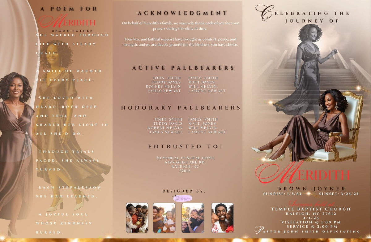 Trifold Obituary with Memory Card