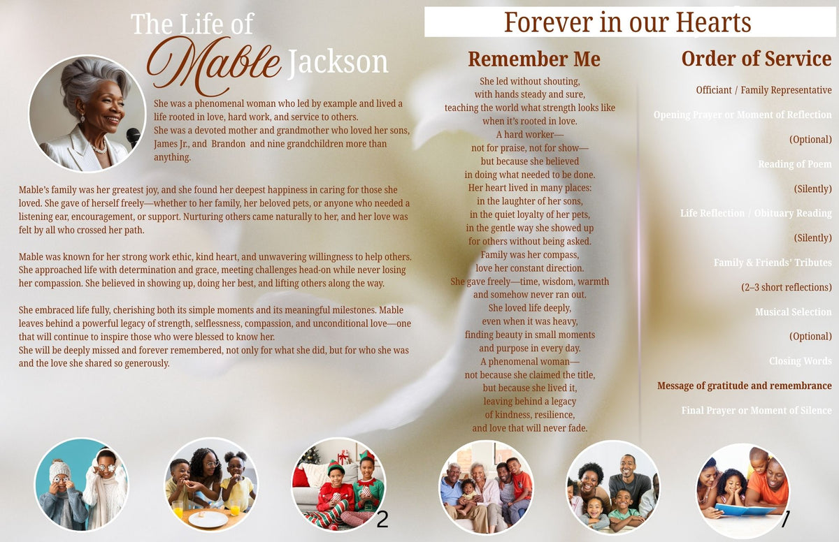 Obituary 11 by 17 Eight Pages