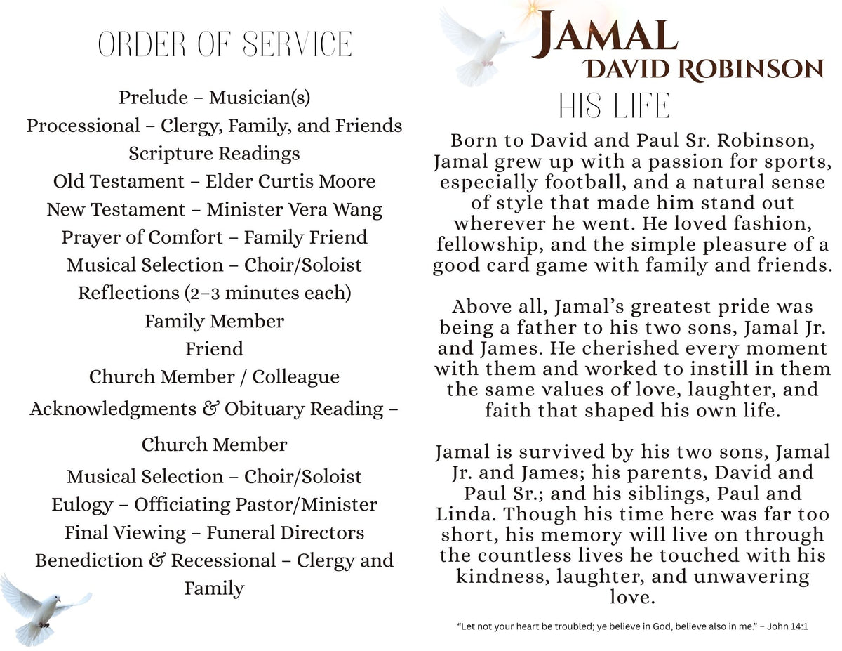 Obituary 11 by 8.5 Four Pages
