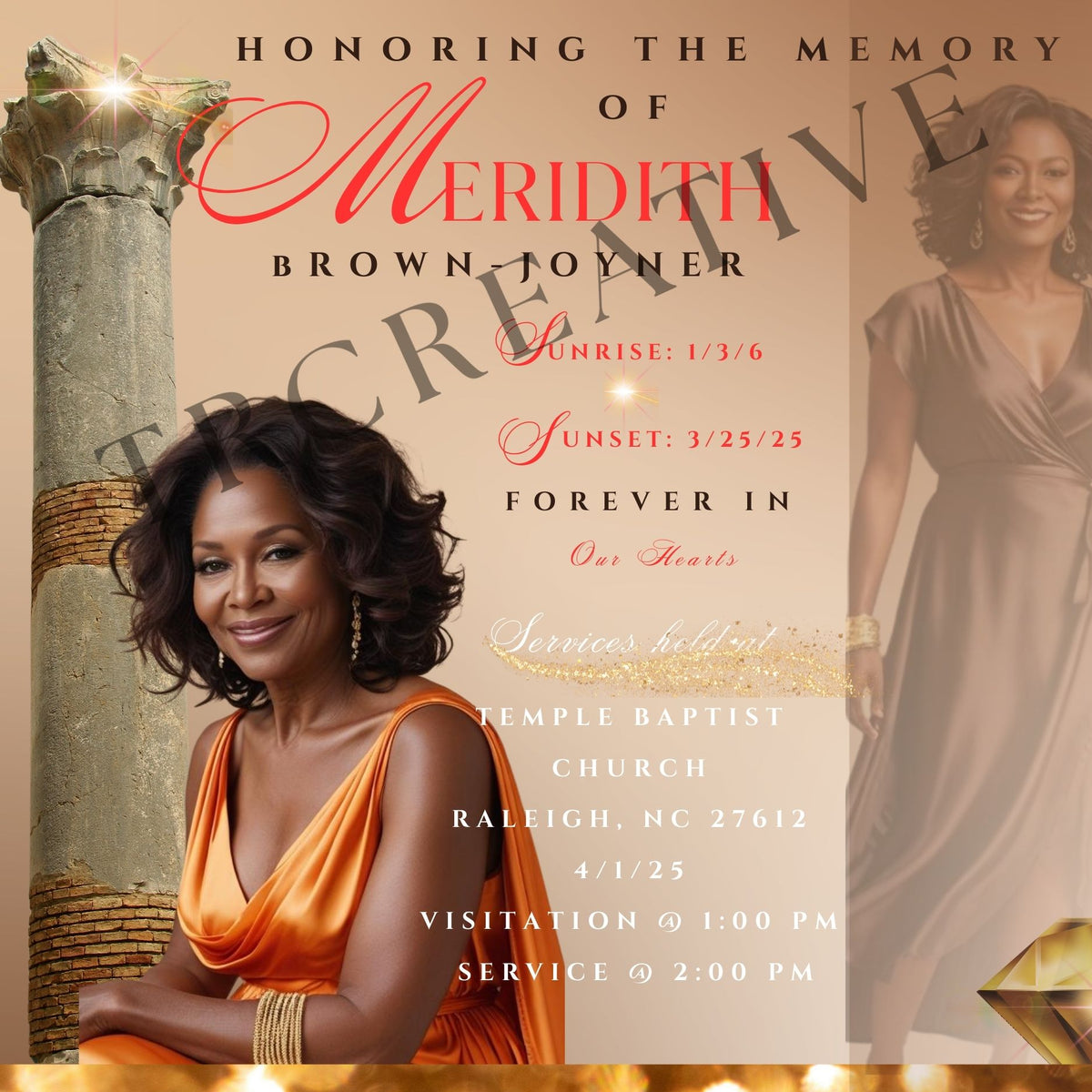Trifold Obituary with Memory Card