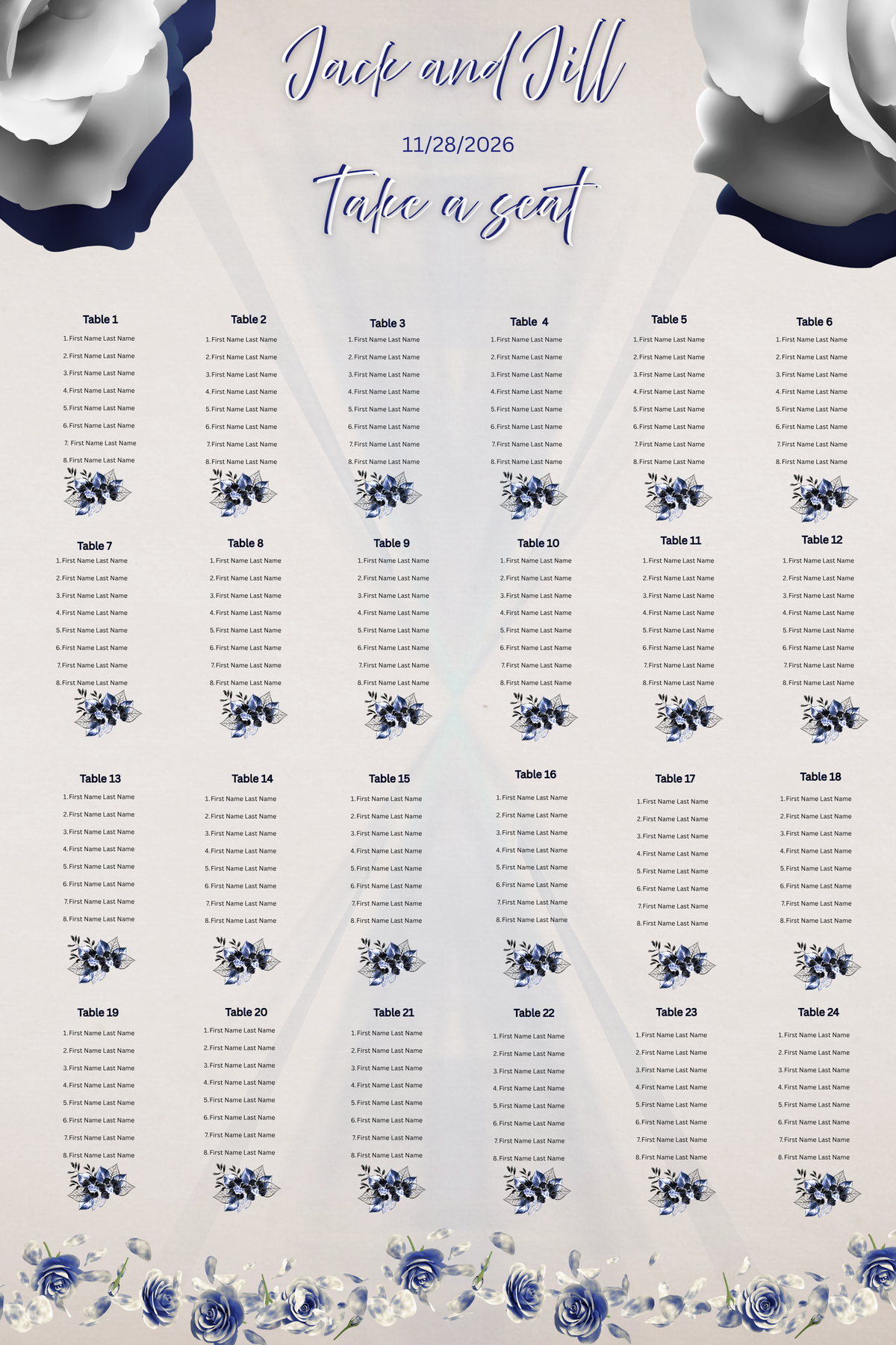 Party or Reception Seating Chart
