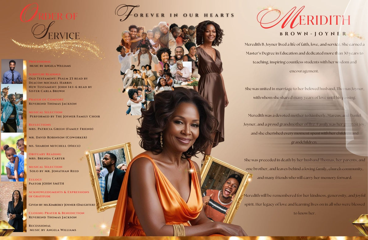 Trifold Obituary with Memory Card