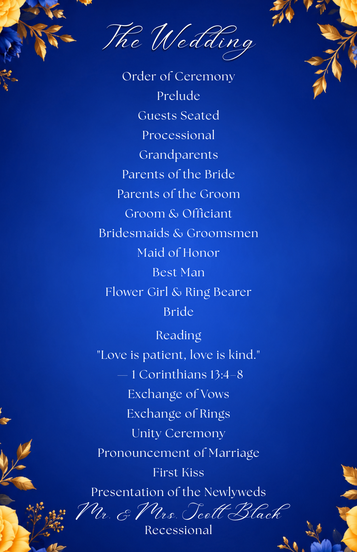 Elegant Blue and Gold Program