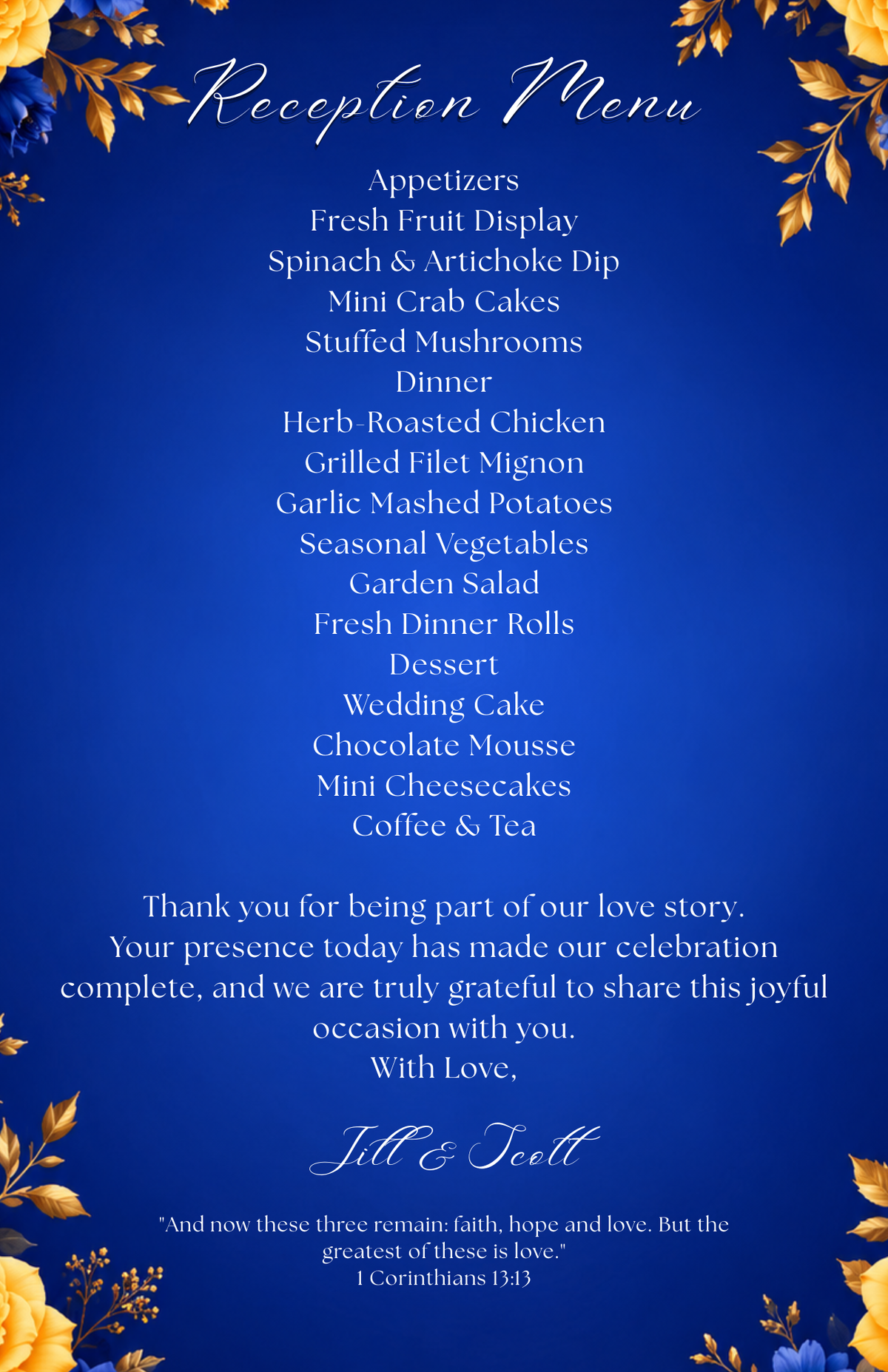 Elegant Blue and Gold Program