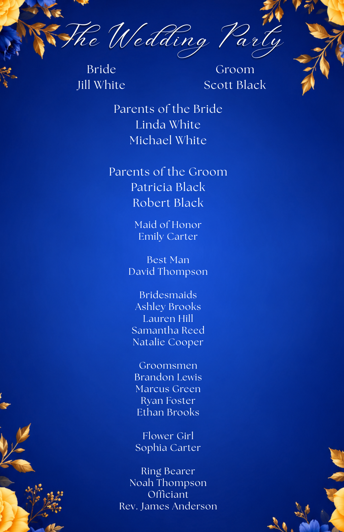 Elegant Blue and Gold Program